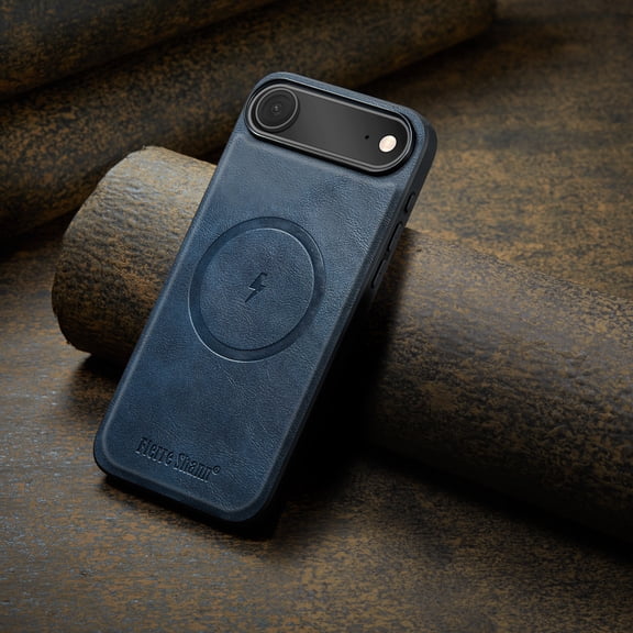 ELEHOLD Magnetic Case for iPhone Air, Vintage Faux Leather Shockproof Phone Case, Wireless Charging Compatible,Blue