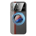 thumbnail image 1 of ELEHOLD Magnetic Case for iPhone 12, Compatible with MagSafe, Slim PC Carbon Fiber Texture Case Shockproof Protective Cover with Camera Lens Protector for iPhone 12,Silver Red Black, 1 of 5