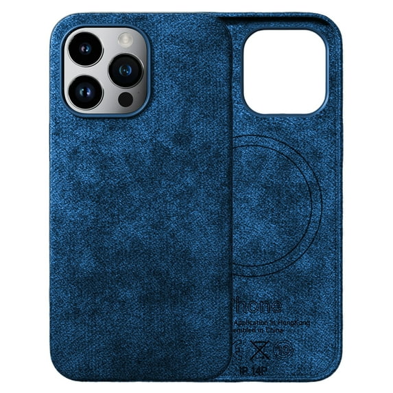 ELEHOLD Magnetic Case for iPhone 12 Pro Case Compatible with MagSafe, Slim Luxury Artificial Fur PU Leather Protective Back Cover for iPhone 12 Pro,Blue