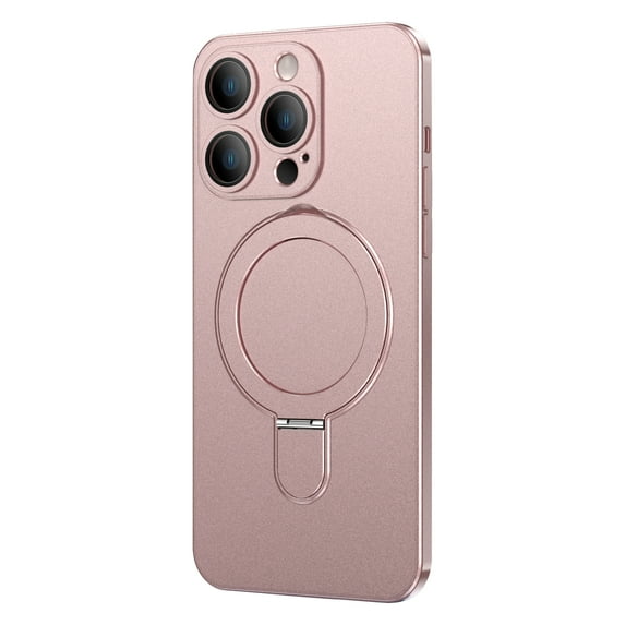 ELEHOLD Magnetic Case for iPhone 12 Pro Matte Case with All-Inclusive Lens Film Foldable Ring Kickstand Compatible with MagSafe Slim Shockproof Lightweight Case for iPhone 12 Pro,pink