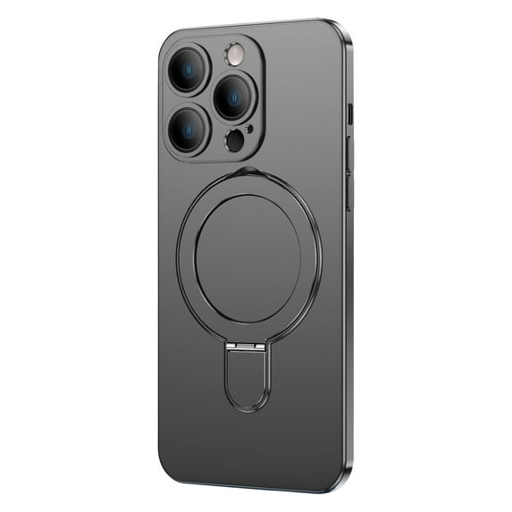 ELEHOLD Magnetic Case for iPhone 12 Pro Matte Case with All-Inclusive Lens Film Foldable Ring Kickstand Compatible with MagSafe Slim Shockproof Lightweight Case for iPhone 12 Pro,black