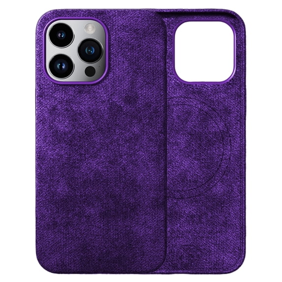 ELEHOLD Magnetic Case for iPhone 12 Pro Max Case Compatible with MagSafe, Slim Luxury Artificial Fur PU Leather Protective Back Cover for iPhone 12 Pro Max,Purple