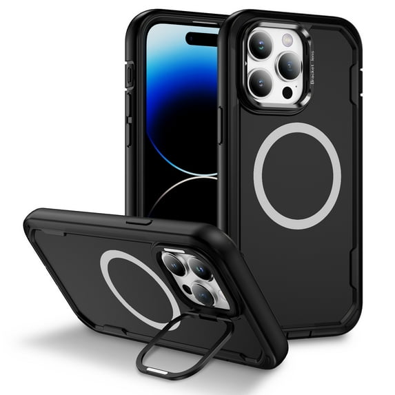 ELEHOLD Magnetic Case For iPhone 13 Pro ,Compatible with Mag Safe Accessory Camera Frame Kickstand Rugged Anti-Yellow Shockproof Phone Case For iPhone 13 Pro,B