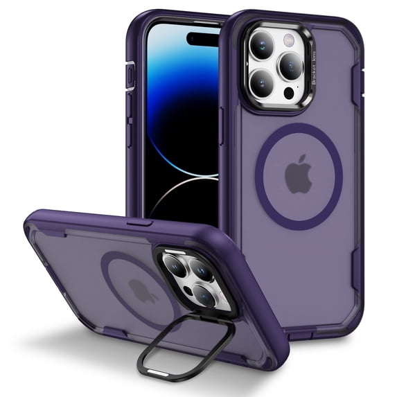 ELEHOLD Magnetic Case For iPhone 13 Pro ,Compatible with Mag Safe Accessory Camera Frame Kickstand Rugged Anti-Yellow Shockproof Phone Case For iPhone 13 Pro,F