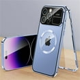 thumbnail image 1 of ELEHOLD Magnetic Case for iPhone 14 Pro Full Body Case,Double Sided with Built-in Tempered Glass Screen Protector Metal Frame Camera Lens Protection Shockproof Rugged Case,blue, 1 of 1