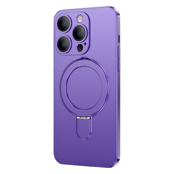 ELEHOLD Magnetic Case for iPhone 14 Pro Matte Case with All-Inclusive Lens Film Foldable Ring Kickstand Compatible with MagSafe Slim Shockproof Lightweight Case for iPhone 14 Pro,darkpurple