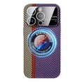 thumbnail image 1 of ELEHOLD Magnetic Case for iPhone 14 Pro Max, Compatible with MagSafe, Slim PC Carbon Fiber Texture Case Shockproof Protective Cover with Camera Lens Protector for iPhone 14 Pro Max,Green Red Purple, 1 of 5