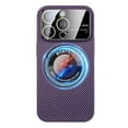 thumbnail image 1 of ELEHOLD Magnetic Case for iPhone 14 Pro Max, Compatible with MagSafe, Slim PC Carbon Fiber Texture Case Shockproof Protective Cover with Camera Lens Protector for iPhone 14 Pro Max,Purple, 1 of 5