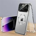 thumbnail image 1 of ELEHOLD Magnetic Case for iPhone 14 Pro Max Full Body Case,Double Sided with Built-in Tempered Glass Screen Protector Metal Frame Camera Lens Protection Shockproof Rugged Case,silver, 1 of 7
