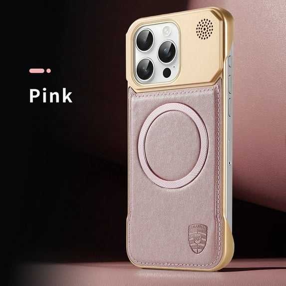 ELEHOLD Magnetic Case for iPhone 14 Pro Max, Luxury Aromatherapy PU Leather Frameless Hard PC Shockproof Anti-Scratch Protective Magnetic Case for iPhone 14 Pro Max,Pink