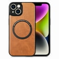 thumbnail image 1 of ELEHOLD Magnetic Case for iPhone 15  -6.1 inch Slim Leather Back Case Compatible with MagSafe Skin Touch Anti-Fingerprint Shockproof Protective Phone Cover for iPhone 15,Brown, 1 of 12