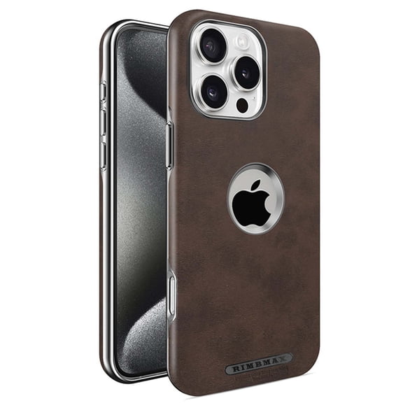 ELEHOLD Magnetic Case For iPhone 15 Plus, Compatible with Mag Safe Accessory, Business Retro Thin Flexible Soft PU Leather Durable Anti-Scratch Visible logo Phone Case,Coffee