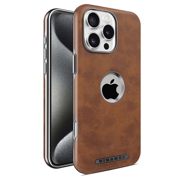 ELEHOLD Magnetic Case For iPhone 15 Pro, Compatible with Mag Safe Accessory, Business Retro Thin Flexible Soft PU Leather Durable Anti-Scratch Visible logo Phone Case,Brown