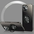 thumbnail image 1 of ELEHOLD Magnetic Case For iPhone 15, Slim Frosted Shockproof Case Rugged Cover, [with 360° Rotable Ring Stand], [Mag Safe Compatible], [Lens All-Inclusive], Black, 1 of 9