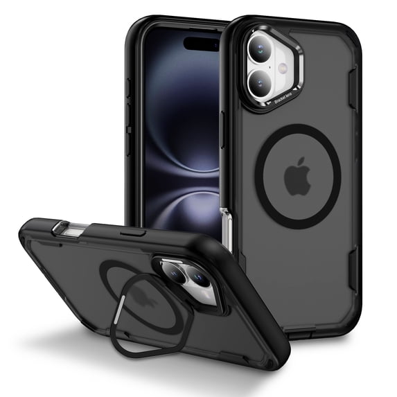 ELEHOLD Magnetic Case For iPhone 16 ,Compatible with Mag Safe Accessory Camera Frame Kickstand Rugged Anti-Yellow Shockproof Phone Case For iPhone 16,C