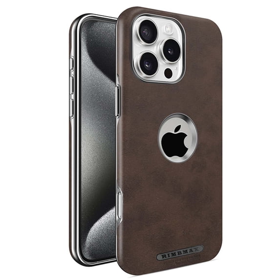 ELEHOLD Magnetic Case For iPhone 16 Plus, Compatible with Mag Safe Accessory, Business Retro Thin Flexible Soft PU Leather Durable Anti-Scratch Visible logo Phone Case,Coffee