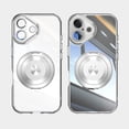 thumbnail image 1 of ELEHOLD Magnetic Case for iPhone 16 Plus, Compatible with Mag safe Accessory Adjustable Foldable 360° Ring Kickstand Camera Protector Shockproof Rugged Clear Case for iPhone 16 Plus,White, 1 of 7