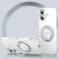 thumbnail image 1 of ELEHOLD Magnetic Case For iPhone 16 Plus, Slim Frosted Shockproof Case Rugged Cover, [with 360° Rotable Ring Stand], [Mag Safe Compatible], [Lens All-Inclusive], Silver, 1 of 9