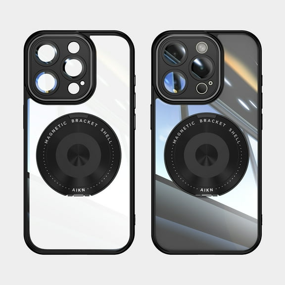 ELEHOLD Magnetic Case for iPhone 16 Pro, Compatible with Mag safe Accessory Adjustable Foldable 360° Ring Kickstand Camera Protector Shockproof Rugged Clear Case for iPhone 16 Pro,Black