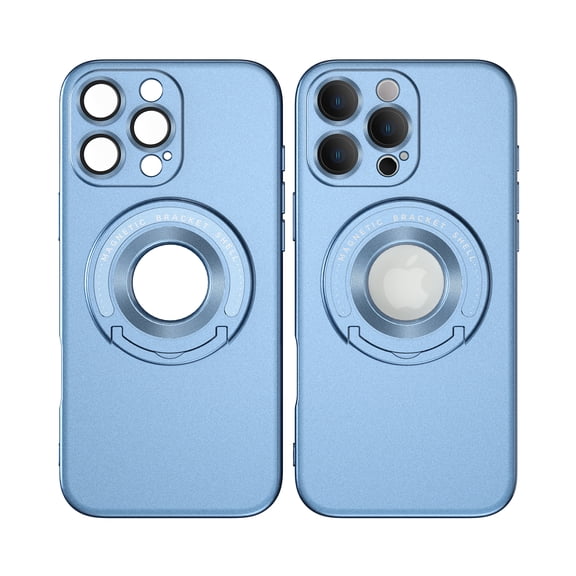 ELEHOLD Magnetic Case for iPhone 16 Pro Max, Foldable Kickstand Bracket Work with Magnetic Car Mount Lens Film Protection Slim Shockproof Case for iPhone 16 Pro Max,Blue
