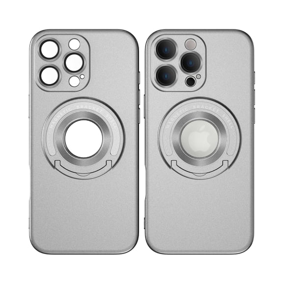 ELEHOLD Magnetic Case for iPhone 16 Pro Max, Foldable Kickstand Bracket Work with Magnetic Car Mount Lens Film Protection Slim Shockproof Case for iPhone 16 Pro Max,Silver