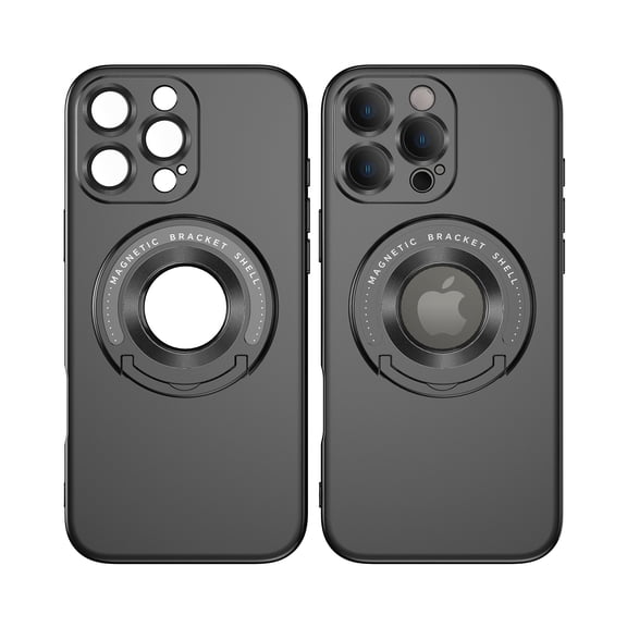 ELEHOLD Magnetic Case for iPhone 16 Pro Max, Foldable Kickstand Bracket Work with Magnetic Car Mount Lens Film Protection Slim Shockproof Case for iPhone 16 Pro Max,Black