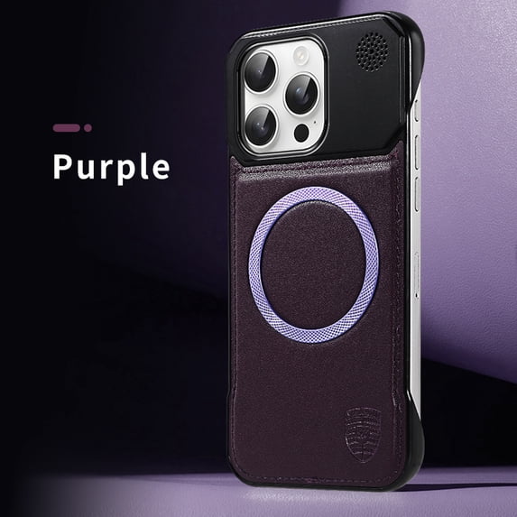 ELEHOLD Magnetic Case for iPhone 16 Pro Max, Luxury Aromatherapy PU Leather Frameless Hard PC Shockproof Anti-Scratch Protective Magnetic Case for iPhone 16 Pro Max,Purple