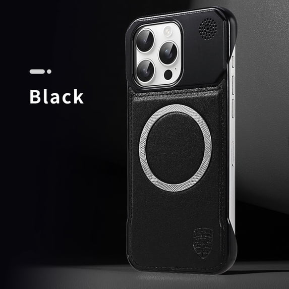 ELEHOLD Magnetic Case for iPhone 16 Pro Max, Luxury Aromatherapy PU Leather Frameless Hard PC Shockproof Anti-Scratch Protective Magnetic Case for iPhone 16 Pro Max,Black