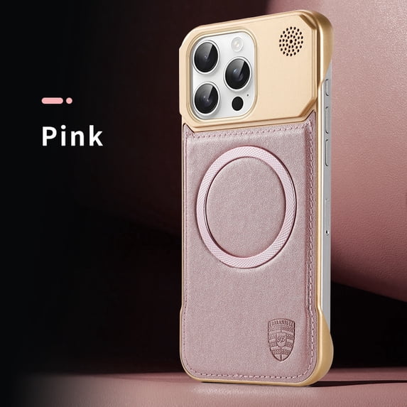 ELEHOLD Magnetic Case for iPhone 16 Pro Max, Luxury Aromatherapy PU Leather Frameless Hard PC Shockproof Anti-Scratch Protective Magnetic Case for iPhone 16 Pro Max,Pink