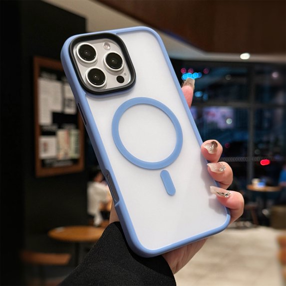 ELEHOLD Magnetic Case for iPhone 16,Translucent Matte Frosted Case Slim Lightweight Skin-Friendly Shockproof Protective Case Compatible with MagSafe for iPhone 16,Blue