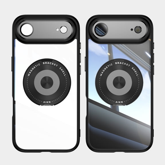 ELEHOLD Magnetic Case for iPhone Air 2025, Compatible with Mag safe Accessory Adjustable Foldable 360° Ring Kickstand Camera Protector Shockproof Rugged Clear Case for iPhone Air,Black