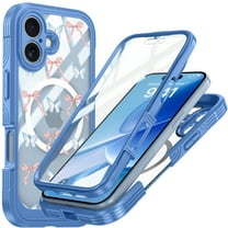 ELEHOLD Magnetic Case for iPhone 17 with Built-in Screen Protector, Compatible with Mag Safe Accessories,Full Body Shockproof Clear Back Protective Case Cover for iPhone 17,Pinkblue