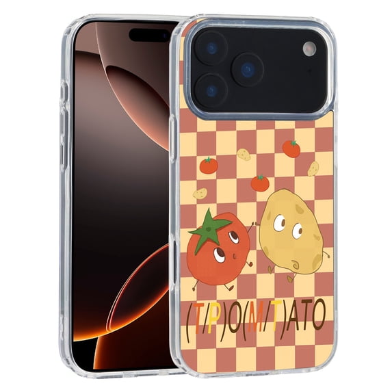 ELEHOLD Magnetic Case For iPhone 17 Pro 2025,Compatible with Mag-safe Accessories, Ultra-Thin Shockproof Color Print Finish Clear Case New,Tomato & Potato