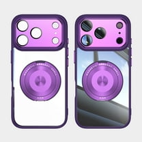 ELEHOLD Magnetic Case for iPhone 17 Pro, Compatible with Mag safe Accessory Adjustable Foldable 360° Ring Kickstand Camera Protector Shockproof Rugged Clear Case for iPhone 17 Pro,Darkpurple