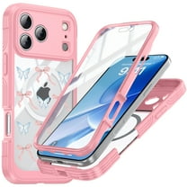ELEHOLD Magnetic Case for iPhone 17 Pro Max with Built-in Screen Protector, Compatible with Mag Safe Accessories,Full Body Shockproof Clear Back Protective Case Cover for iPhone 17 Pro Max,Pinkblue