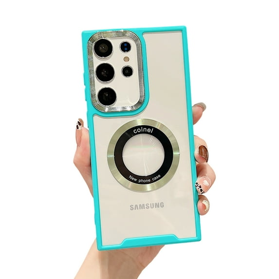 ELEHOLD Magnetic Clear Case for Samsung Galaxy A14 5G Case Transparent Clear Back Logo View Design Compatible with MagSafe Anti-Yellowing Shockproof Slim Case,green