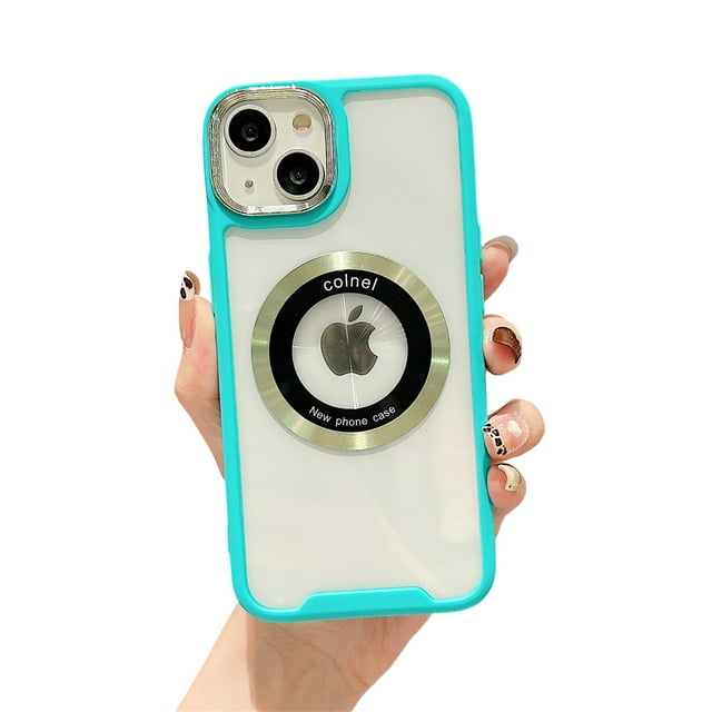 ELEHOLD Magnetic Clear Case for iPhone 13 Case Transparent Clear Back Logo View Design Compatible with MagSafe Anti-Yellowing Shockproof Slim Case,green