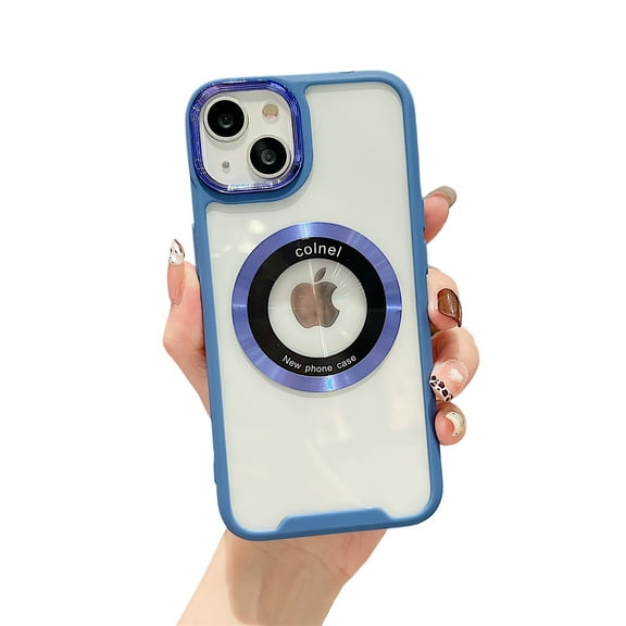 ELEHOLD Magnetic Clear Case for iPhone 14 Pro Case Transparent Clear Back Logo View Design Compatible with MagSafe Anti-Yellowing Shockproof Slim Case,royalblue