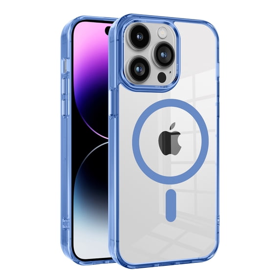 ELEHOLD Magnetic Clear Case for iPhone 14 Pro Transparent Clear Back Hybrid Hard PC Shockproof TPU Bumper Anti-Yellowing Slim Mag Safe Compatible Protective Case for iPhone 14 Pro,blue