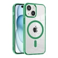 thumbnail image 1 of ELEHOLD Magnetic Clear Case for iPhone 14 Transparent Clear Back Hybrid Hard PC Shockproof TPU Bumper Anti-Yellowing Slim Mag Safe Compatible Protective Case for iPhone 14,green, 1 of 6