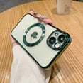 thumbnail image 1 of ELEHOLD Magnetic Clear Case for iPhone 15,Transparent Clear Back Compatible with MagSafe Camera Lens Protection Film Slim Shockproof Case for iPhone 15, 6.1 Inch, Darkgreen, 1 of 1