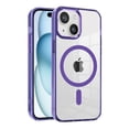 thumbnail image 1 of ELEHOLD Magnetic Clear Case for iPhone 15 Transparent Clear Back Hybrid Hard PC Shockproof TPU Bumper Anti-Yellowing Slim Mag Safe Compatible Protective Case for iPhone 15,purple, 1 of 6