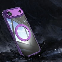 ELEHOLD Magnetic Clear Case For iPhone 17 Air With Lens Film, Shockproof Anti-Scratch 360° Ring Holder Stand PC TPU Protection Case Cover For iPhone 17 Air ,Darkpurple