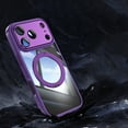 thumbnail image 1 of ELEHOLD Magnetic Clear Case For iPhone 17 Pro With Lens Film, Shockproof Anti-Scratch 360° Ring Holder Stand PC+TPU Protection Case Cover For iPhone 17 Pro ,Darkpurple, 1 of 11