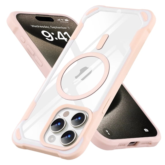 ELEHOLD Magnetic Designed for iPhone 12 Pro Max Case, Compatible with MagSafe, Military-Grade Drop Protection Not Yellowing Clear Phone Case for iPhone 12 Pro Max with Shockproof Bumper,Pink