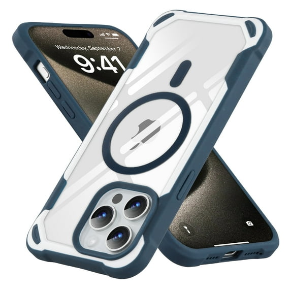 ELEHOLD Magnetic Designed for iPhone 16 Pro Case, Compatible with MagSafe, Military-Grade Drop Protection Not Yellowing Clear Phone Case for iPhone 16 Pro with Shockproof Bumper,Blue