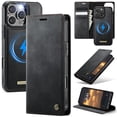 thumbnail image 1 of ELEHOLD Magnetic Detachable Wallet Case for iPhone 16 Pro, Shockproof Faux Leather Stand RFID Card Slots Detachable Mag-Safe Magnetic Case Cover,Removable Back Shell,Black, 1 of 12