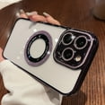 thumbnail image 1 of ELEHOLD Magnetic Glitter Clear for iPhone 14 Pro Max Case with Bling Full Camera Lens Protector, Compatible with MagSafe, Non-Yellowing Protective Sparkle Phone Case for Women Girls,Purple, 1 of 6