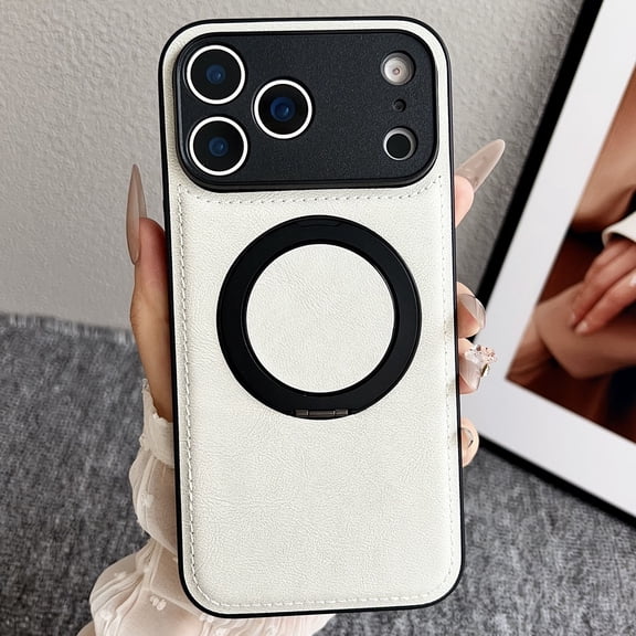 ELEHOLD Magnetic Leather Case For iPhone 17 Air, Shockproof PU Leather Kickstand Anti-Scratch Anti-Fingerprint Non-Slip Grip  Protective Case For iPhone 17 Air ,Gray