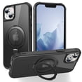 thumbnail image 1 of ELEHOLD Magnetic Matte Case for iPhone 16 Pro with Ring Holder Stand Cover, Compatible with MagSafe Work with Magnetic Car Mount Hybrid Shockproof Slim Case for 6.1" iPhone 16 Pro, Black, 1 of 7
